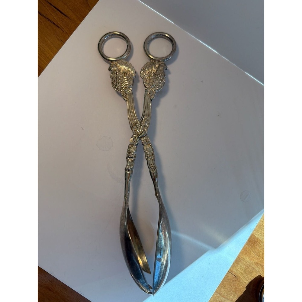 Arthur Court Aluminum Grape & Bird Scissor Salad Serving Tongs